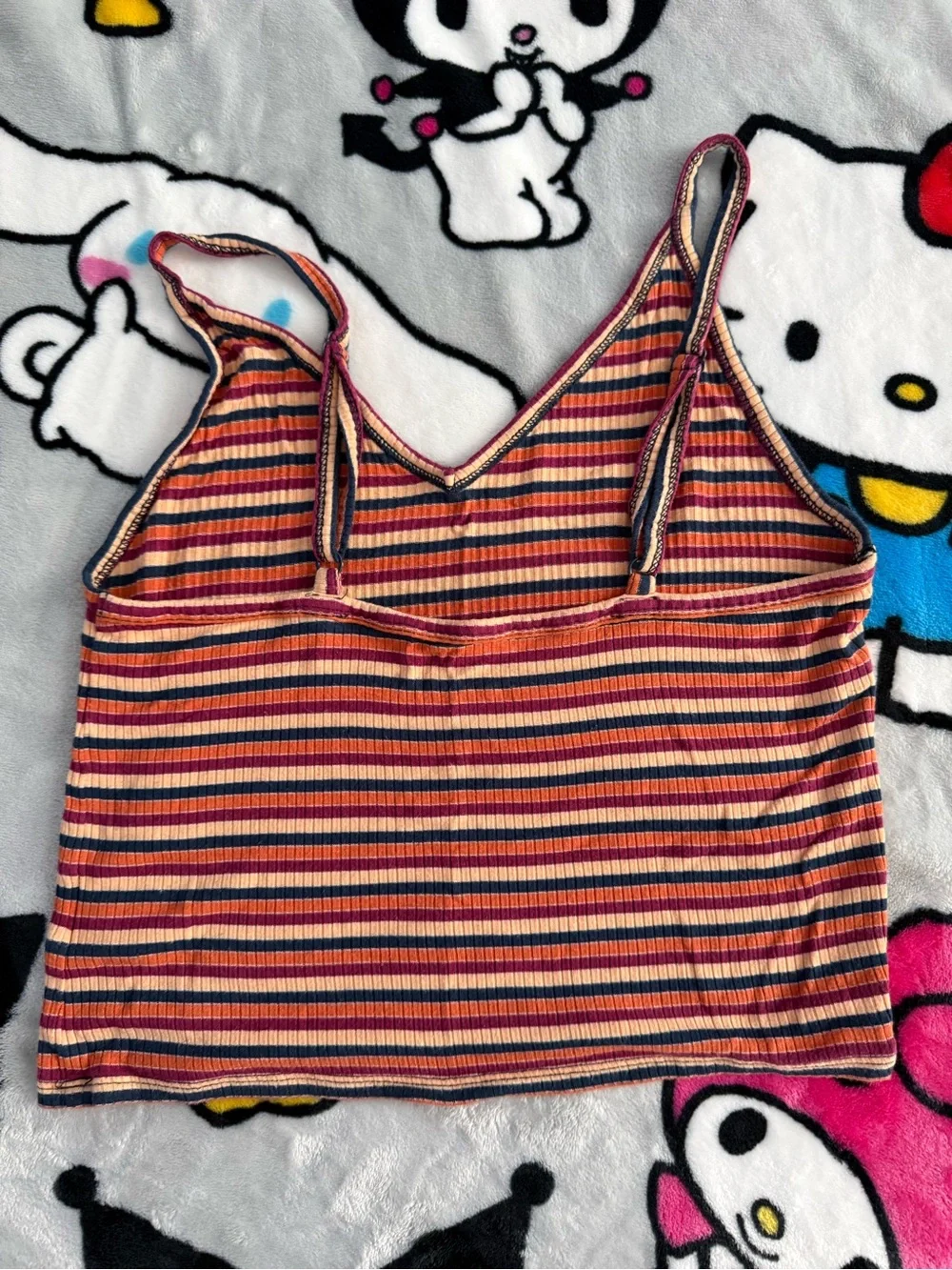 Striped Ribbed Spaghetti Strap Crop Tank